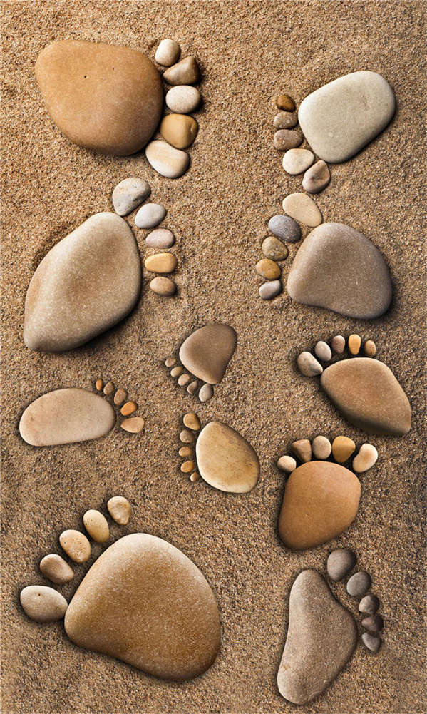 Happy Little Feet 3D Floor Mural Photo Flooring Wallpaper Home Print Decoration