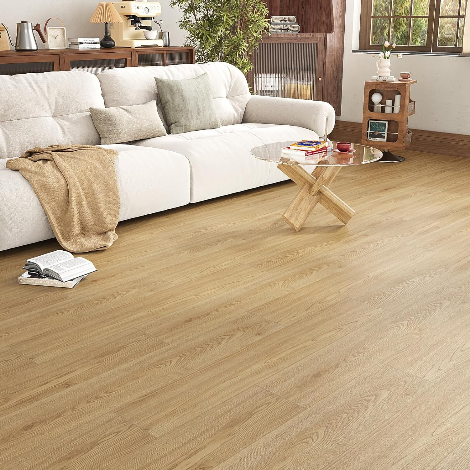 Natural Brown Peel & Stick Vinyl Plank Flooring – 32 Pack, 47 Sq.Ft.