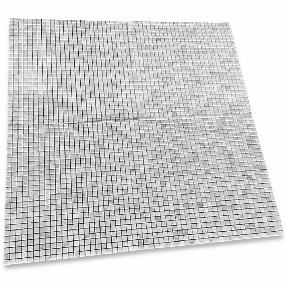 C21XP 3/8×3/8 Square Mosaic Tile Carrara White Marble Polished Venato Bianco
