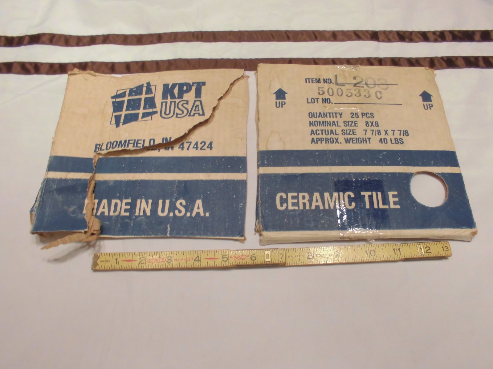 1 pc. *Almond* Ceramic / Porcelain Floor Tile Bumpy-Textured-Beveled by KPT Co.