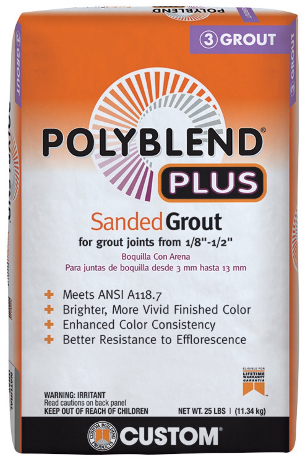 Custom Building Products PolyBlend Plus Sanded Grout 25 lbs