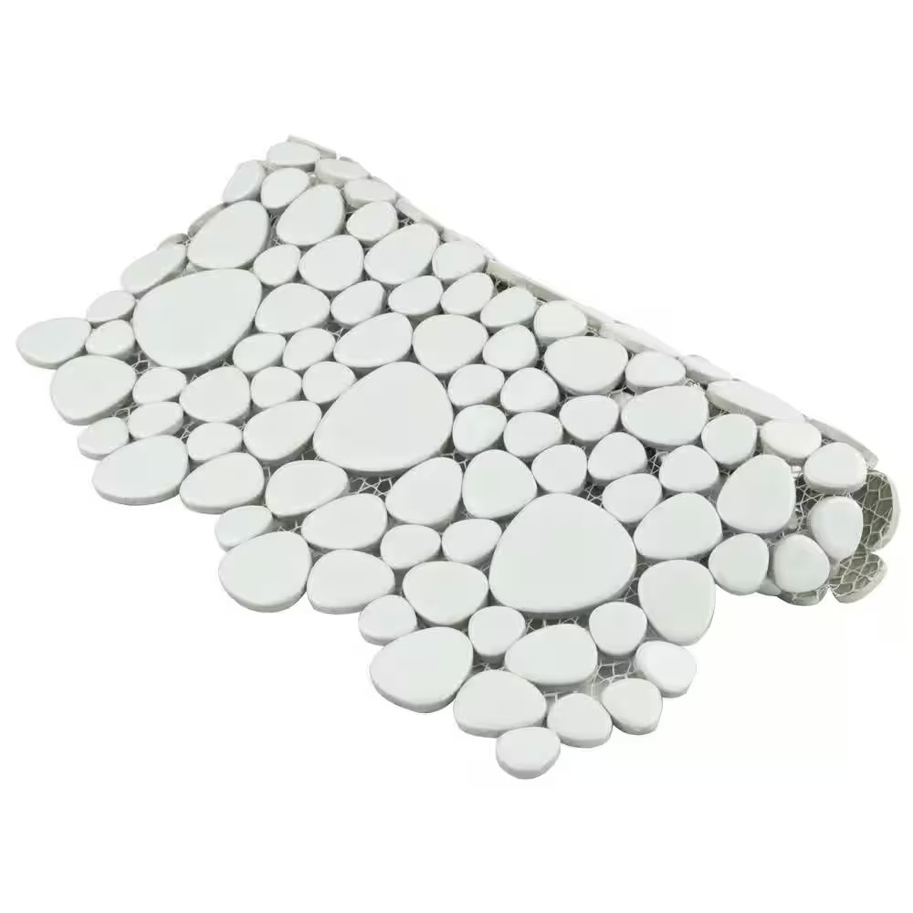 Pebble White 11 In. X 11 In. Porcelain Mosaic Tile (8.6 Sq. Ft./Case)