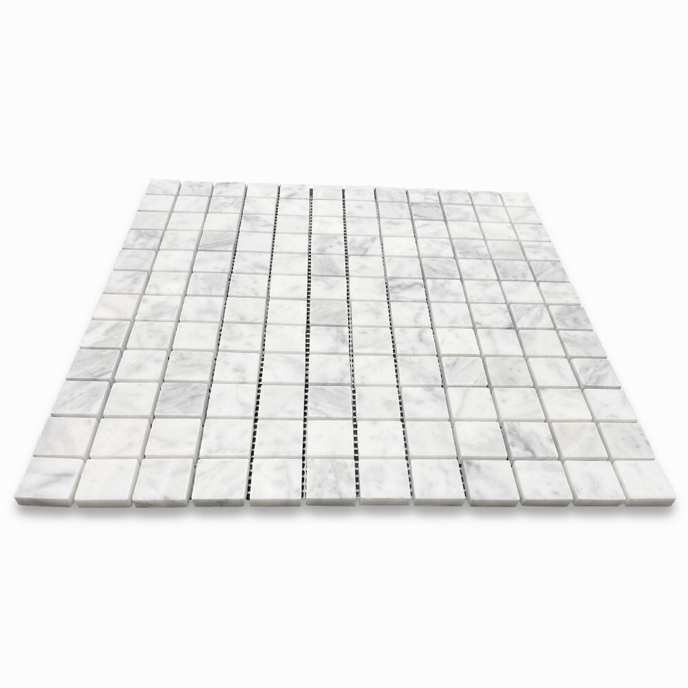 C24XH 1×1 Square Grid Mosaic Tile Honed Carrara White Marble Venato Bianco