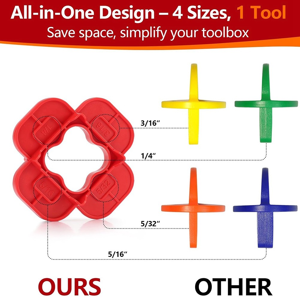 6 Packs 4-in-1 Multi-Size Deck Spacer Tool (5/32in,3/16in,1/4in,5/16in) for7492