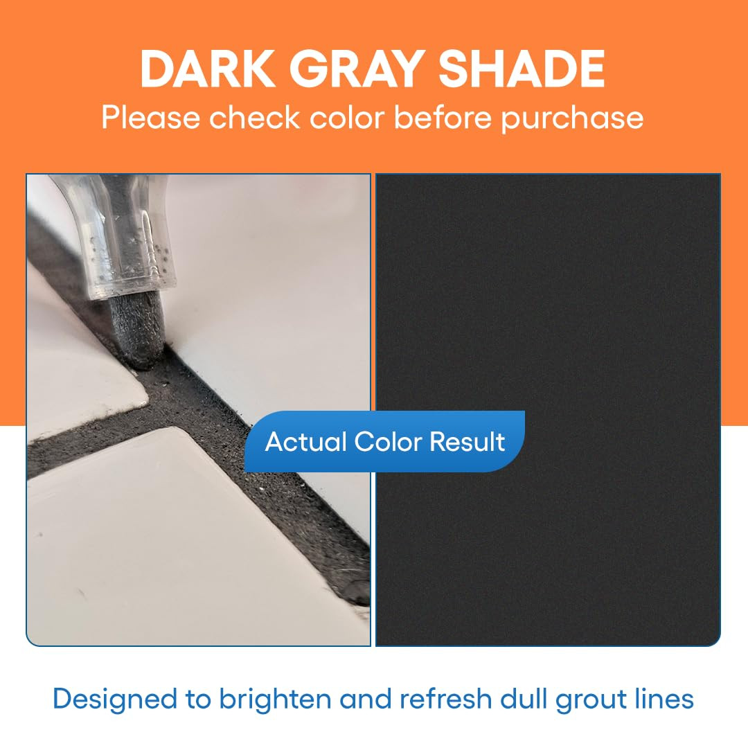 Grout Pen – Dark Grey – Tile Grout Paint & Repair Pen for Bathroom & Kitchen, Wa
