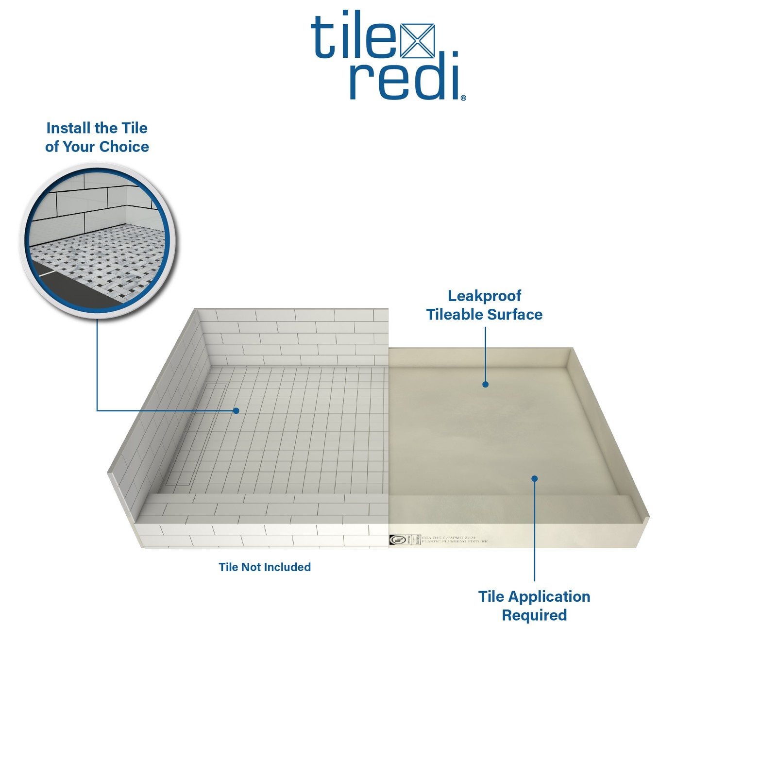 Tile Redi WF3248RDL-PVC-2.5 WonderFall Trench 32″ x 48″ – Tileable