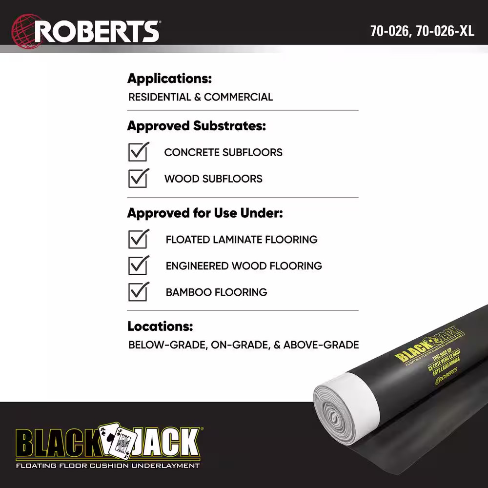 Black Jack 100 Sq. Ft. 28 Ft. X 43 In. X 2.5 Mm Premium 2-In-1 Underlayment for