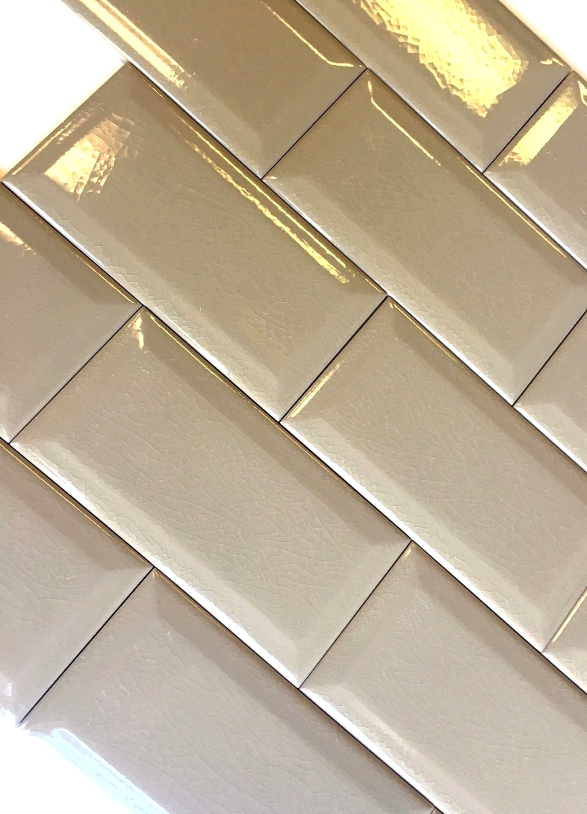 3X6 Light Brown Crackled Beveled Subway Ceramic Tile Backsplash Décor Kitchen