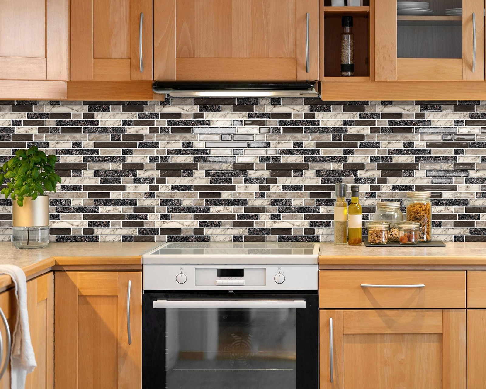 Peel and Stick Backsplash 3D Self Adhesive Wall Tile Brown 10 Sheet