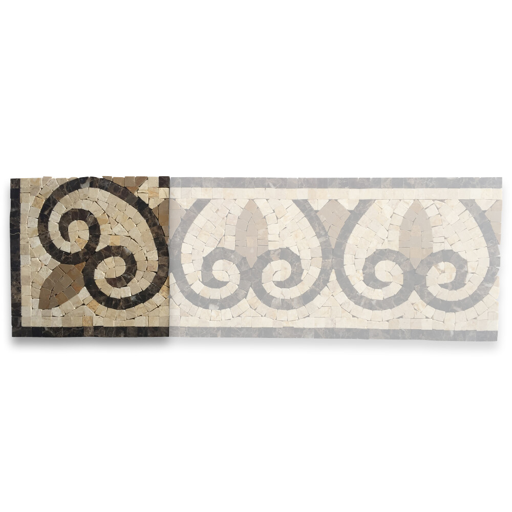 B0077CP Marble Mosaic Border Accent Tile Chandelier Emperador 5.9×5.9 Polish