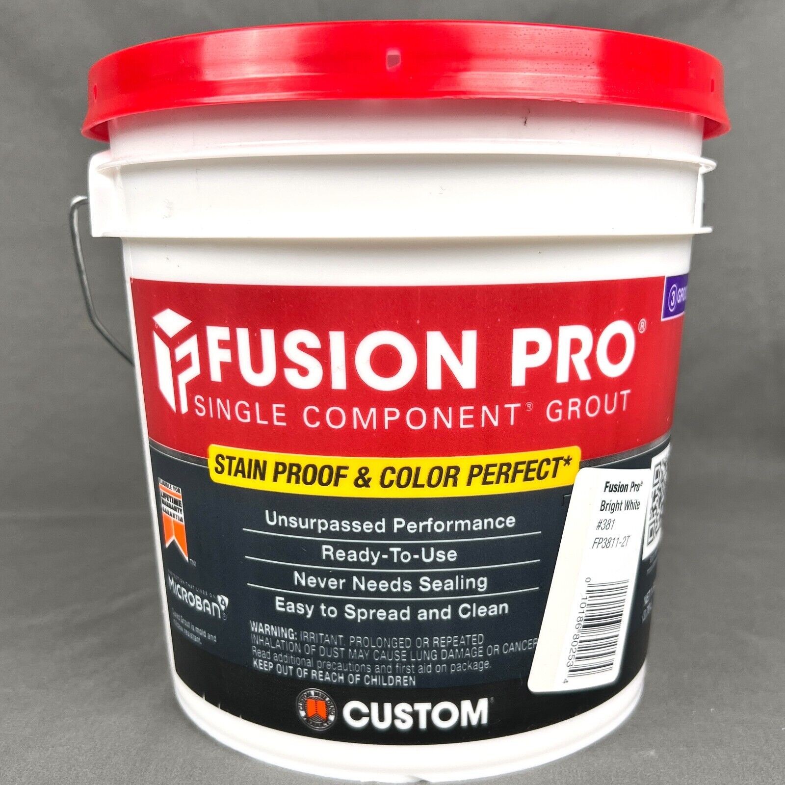 Custom CBP Fusion Pro Single Component Stain Proof Grout Bright White 1 Gallon
