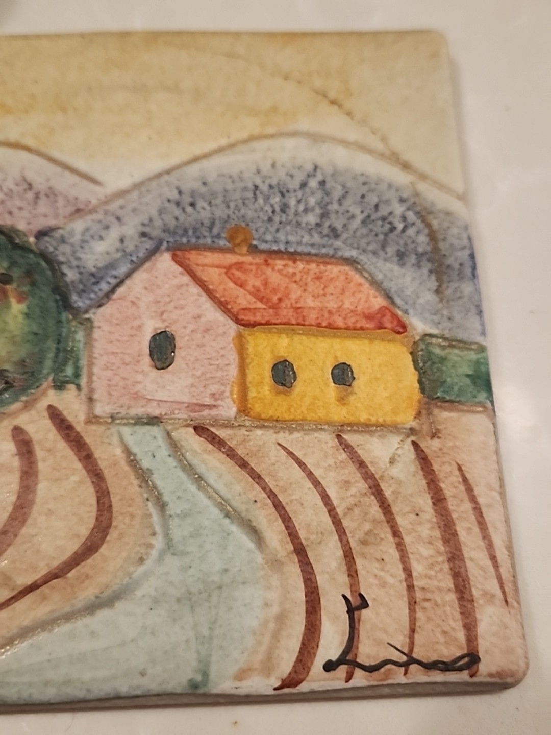 Brevettato Piana Bicottura Tradizionale Tile Hand Painted Italian Wall Trivet