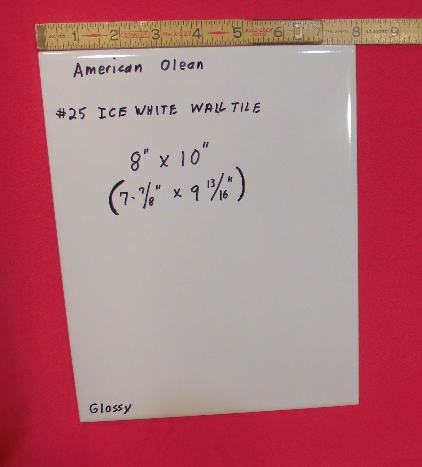 1 pc *Ice White* 8″ X 10″ Ceramic Wall Tile by American Olean, discontinued size