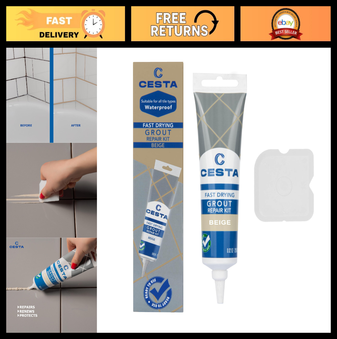 Tile Grout Repair Kit – Fast Drying Waterproof Paint for Bathroom & Kitchen Tile