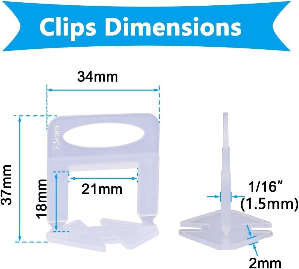 401PCS 1/16″ 1.5mm Clips Tile Leveling System Kit Floor Wall Spacer Tiling Tool