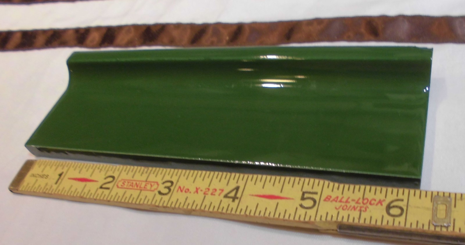 1 pc. *Forest Green* stack-on base/cove Ceramic Tile by Robertson Co. 2″ X 6″