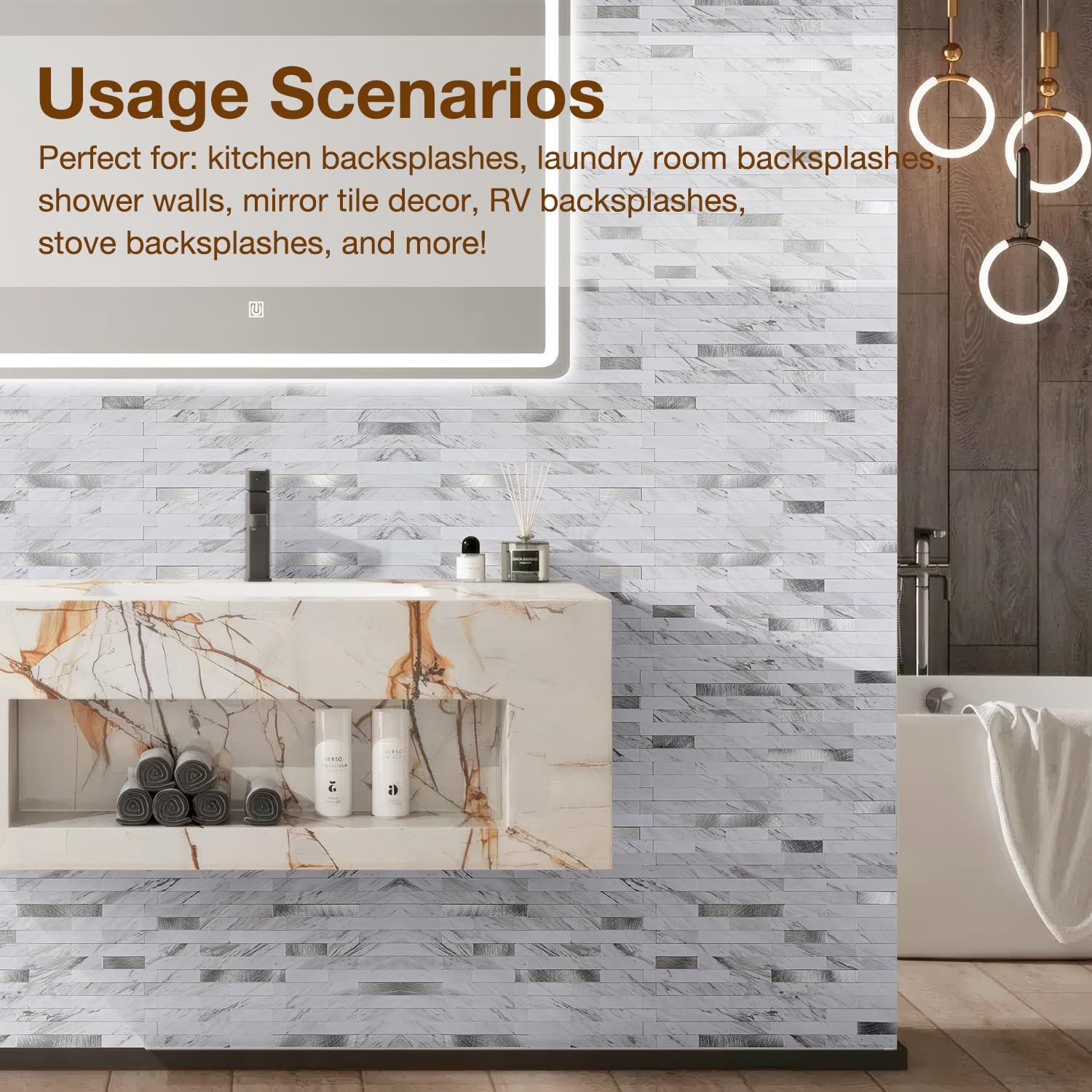 Peel and Stick Backsplash Tile Waterproof Removable PVC Wall Sticker 3D Faux …