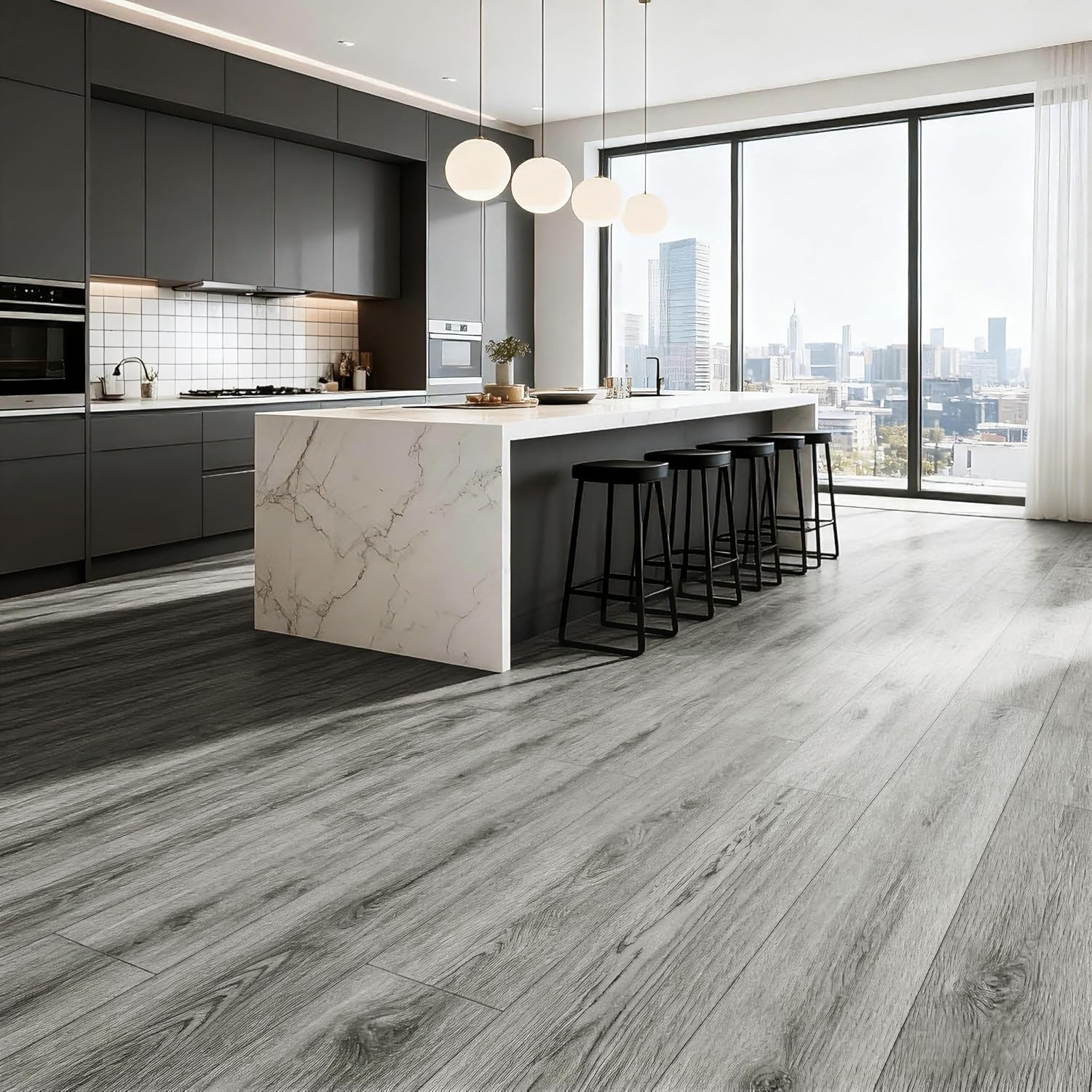 Peel and Stick Vinyl Floor Tile Sample Kit 3-Pack, 12″x6″ Ash Grey Wood Look,…