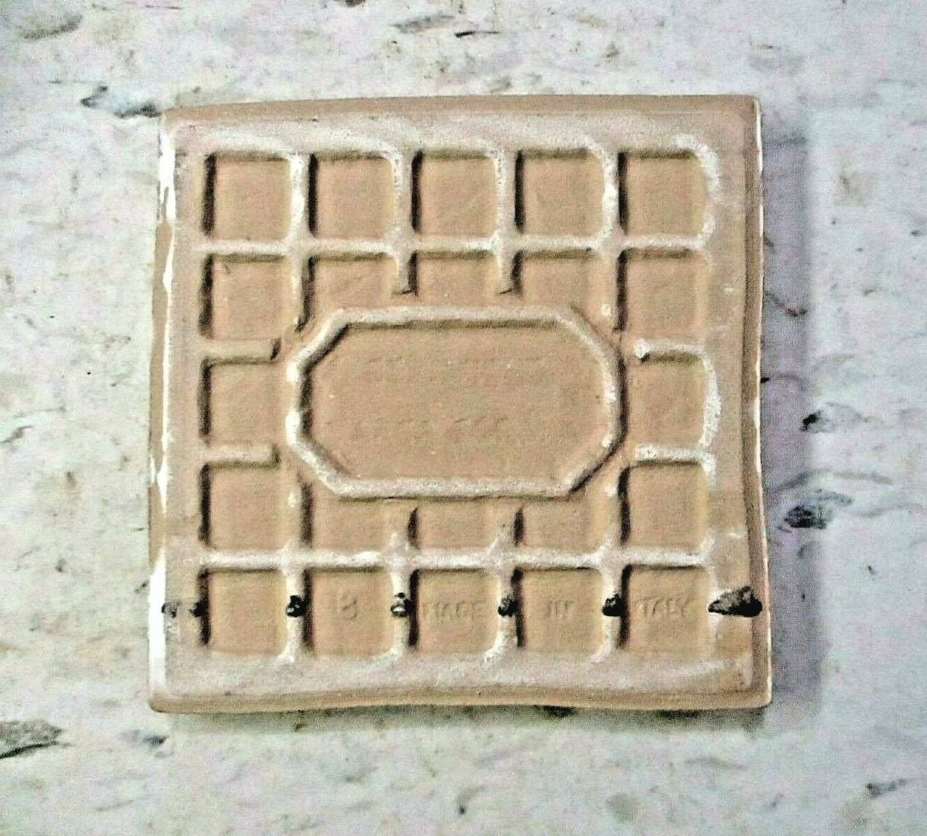 1 Floor Tile Italy Gloss Beige Roughly 3-7/8″ Sq. Porcelain MCM Made Imperfect