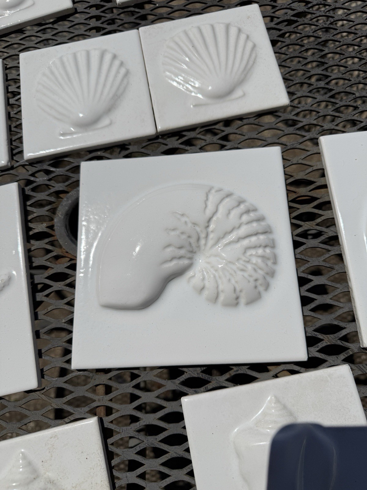 Lot Of Shell & Starfish Ceramic Porcelain Tiles For Wall / Backsplash 4.25/6 in