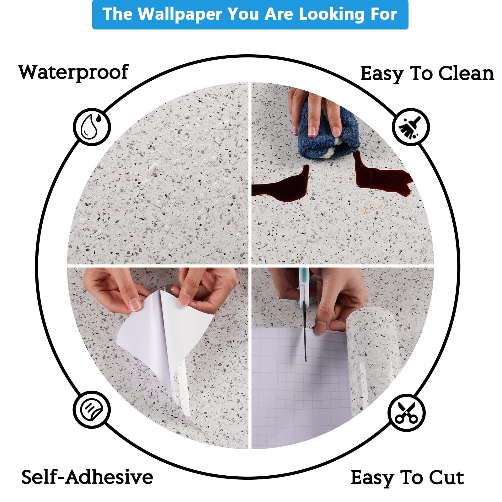 CRE8TIVE Granite Contact Paper for Countertops Waterproof 12″x354″ Glossy Gra…