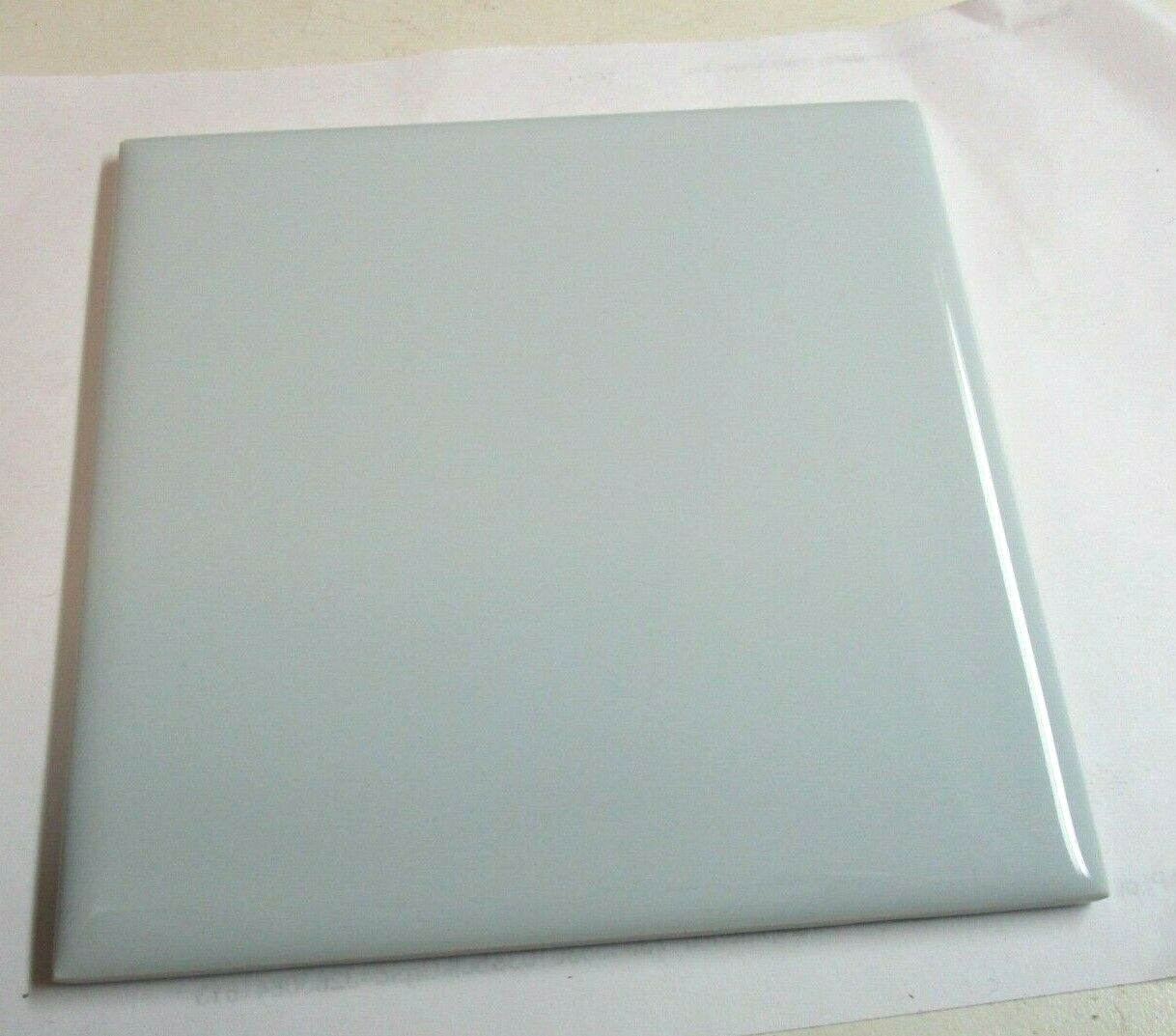 1 Wall Tile VB France 4-5/16″ Sq Pale Sky Blue Ceramic Field Corner Bullnose MCM