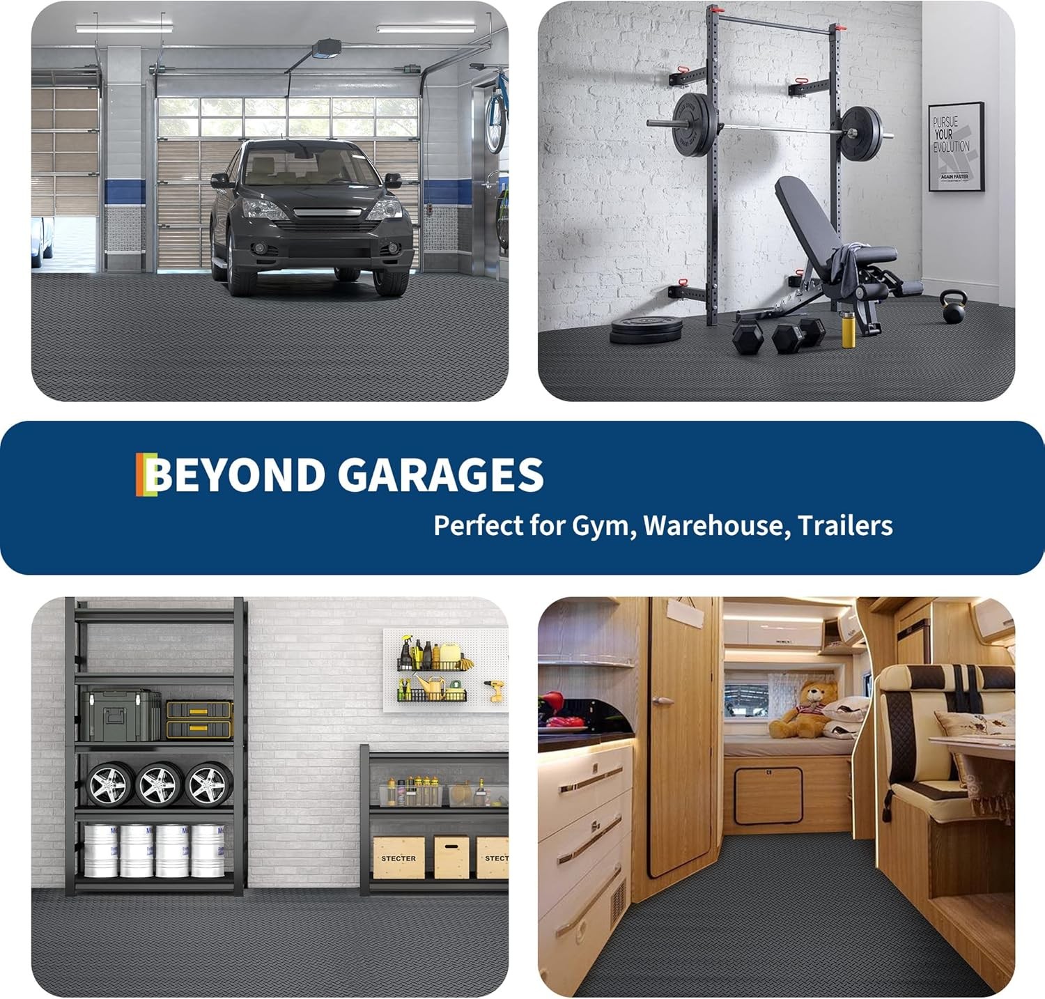 8x20ft PVC Garage Floor Mat, Heavy Duty Diamond Plate Non-Slip 2.8mm with Tape
