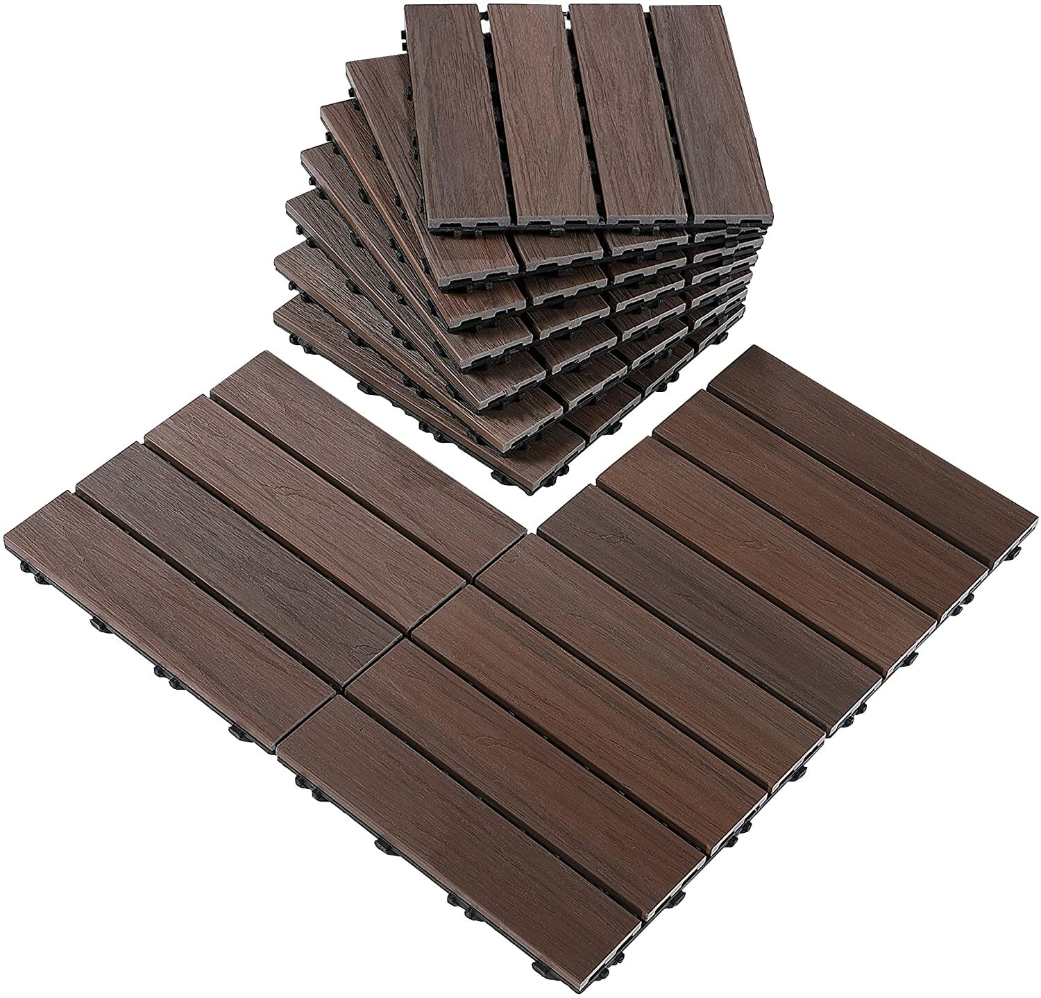 PURE ERA Pebble Interlocking Floor Deck Tiles Indoor Outdoor Use 12″x12″