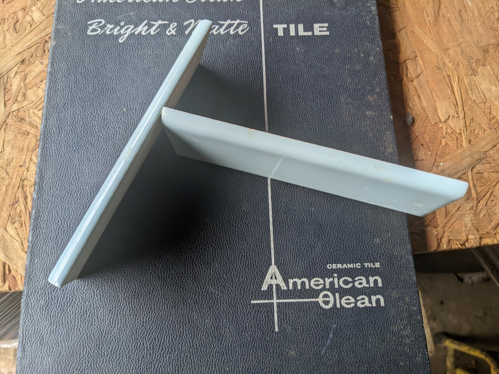 2 pcs American Olean Ceramic Wall Tile 2×6″ Bullnose Pastel Blue NEW Color 18
