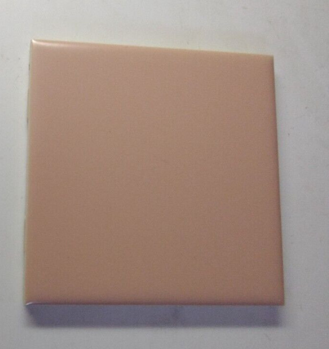 1 Wall Tile Mosaic USA 4-3/8″ Square Satin Creamy Peach Pink Ceramic 1950s Retro