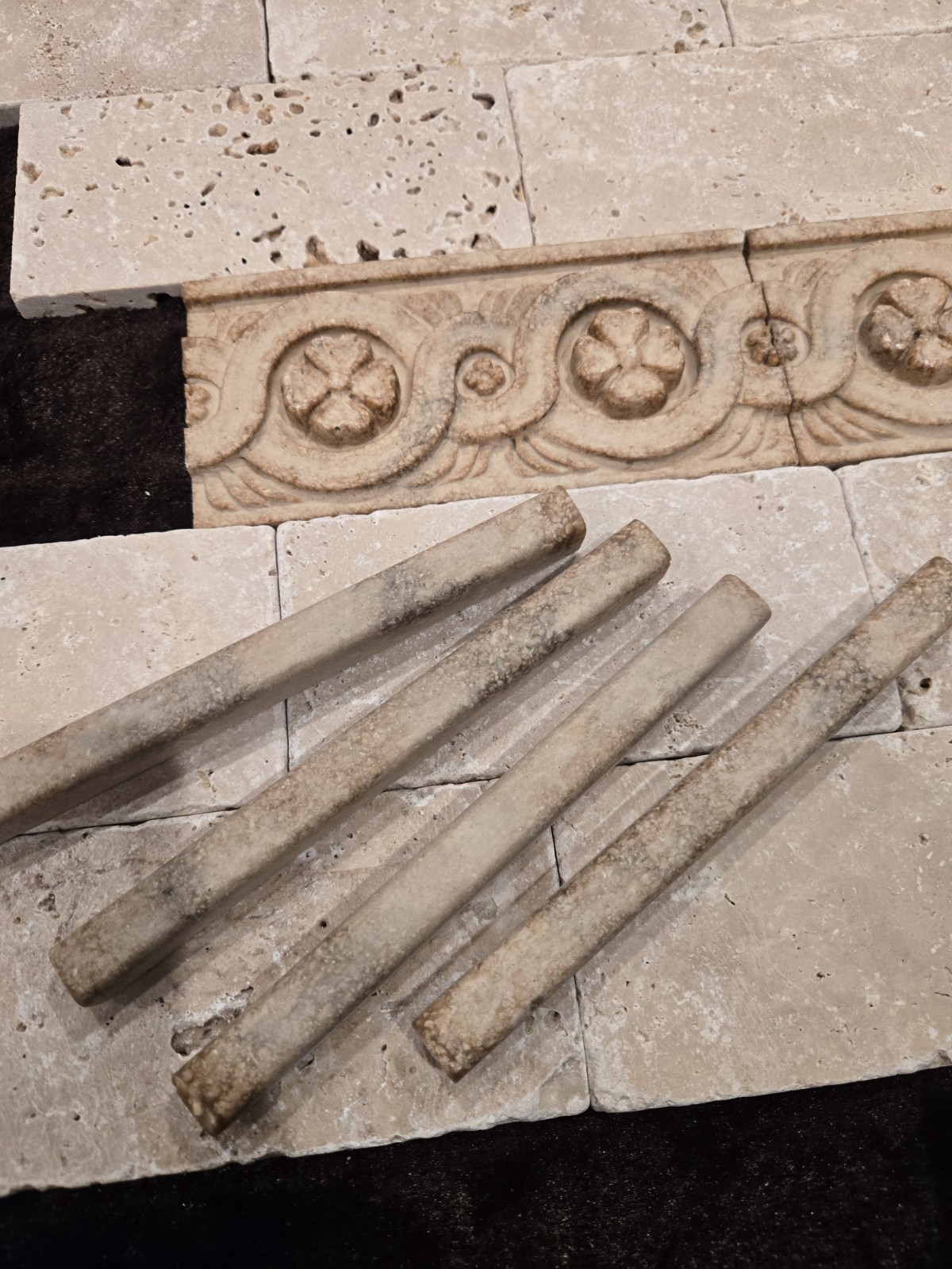Italian tile border Looks Like Travertine Ivory Chiaro Tumbled Stone Marble Look
