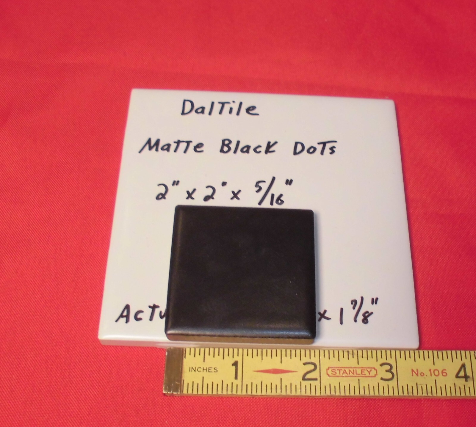 1 pc. *Matte Black* 2″ Dot – Insert Ceramic Tile, by Datile Co. 1-7/8″ SQ. NEW