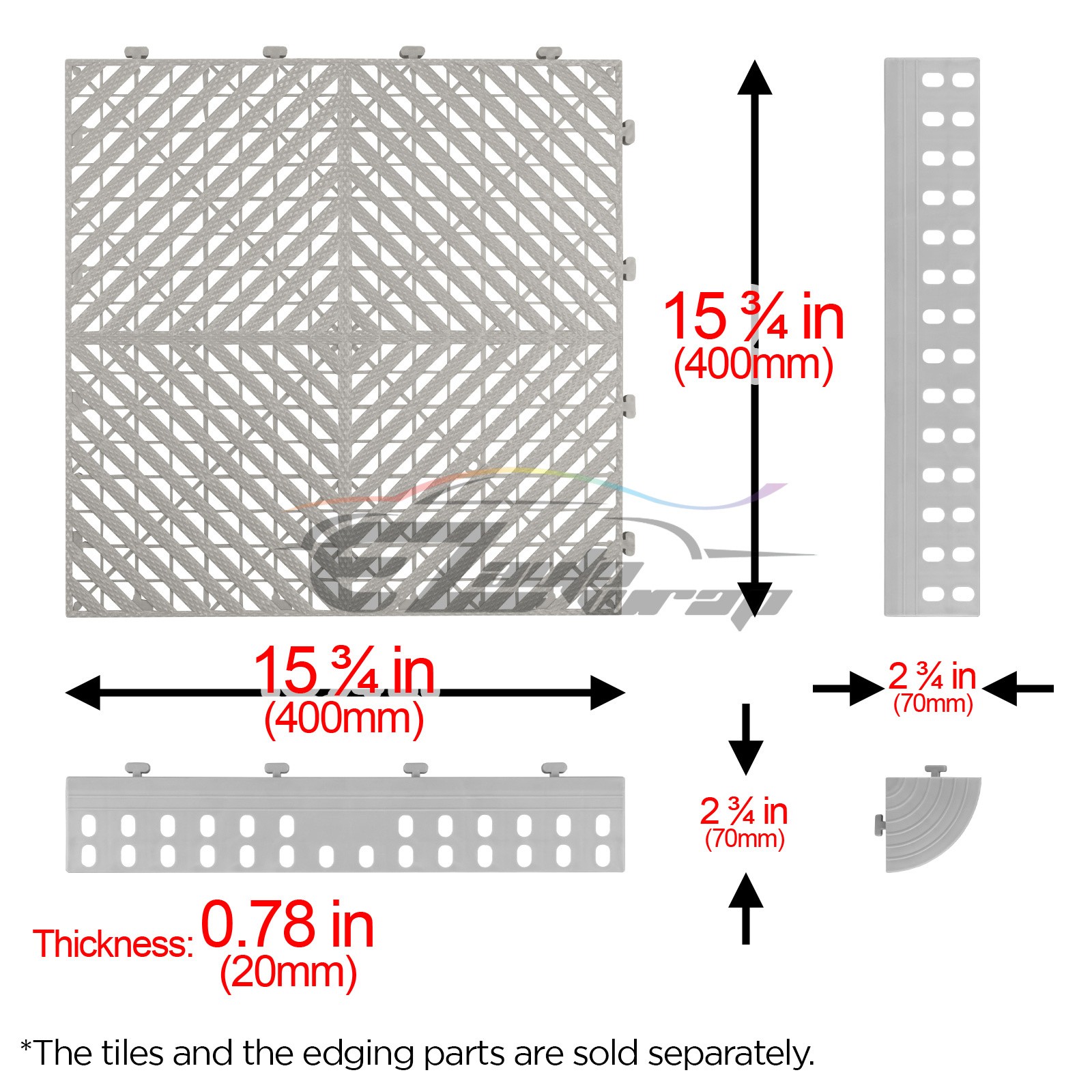Garage Floor Mat Tile Interlocking Perforated Flooring Rubber Basement Auto Shop