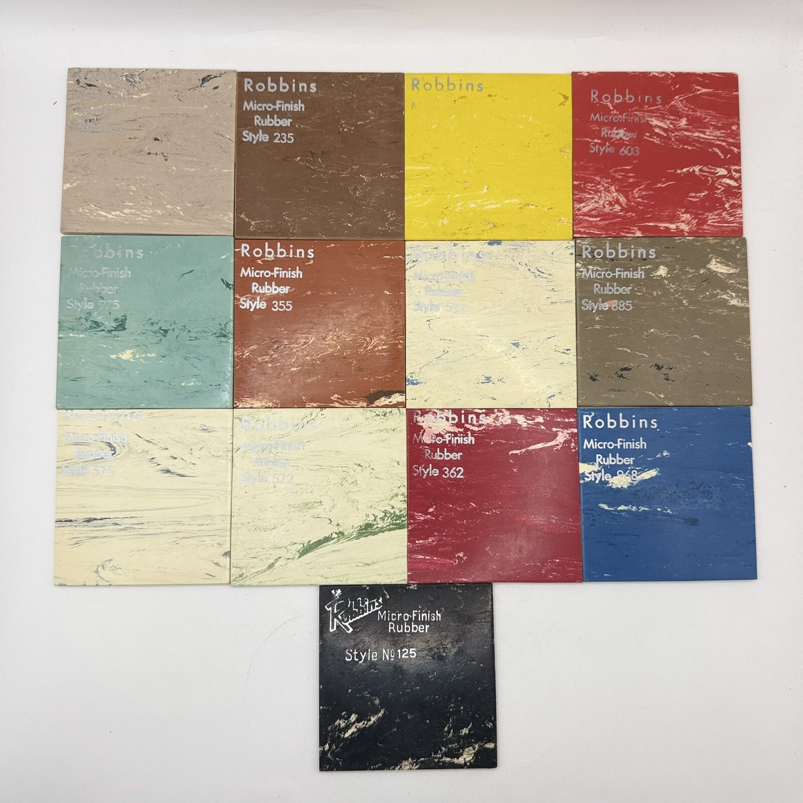 VTG 1950s Robbins Rubber & Vinyl Tile 54 Pieces Mixed Sizes Salesman Samples