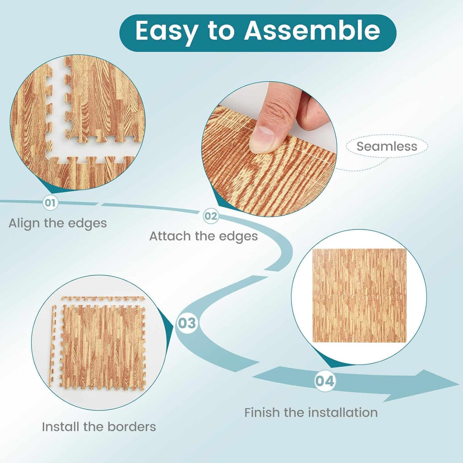 Interlocking Foam Floor Tiles – 100 Sq. Ft. Wood Grain Gym Mat Set