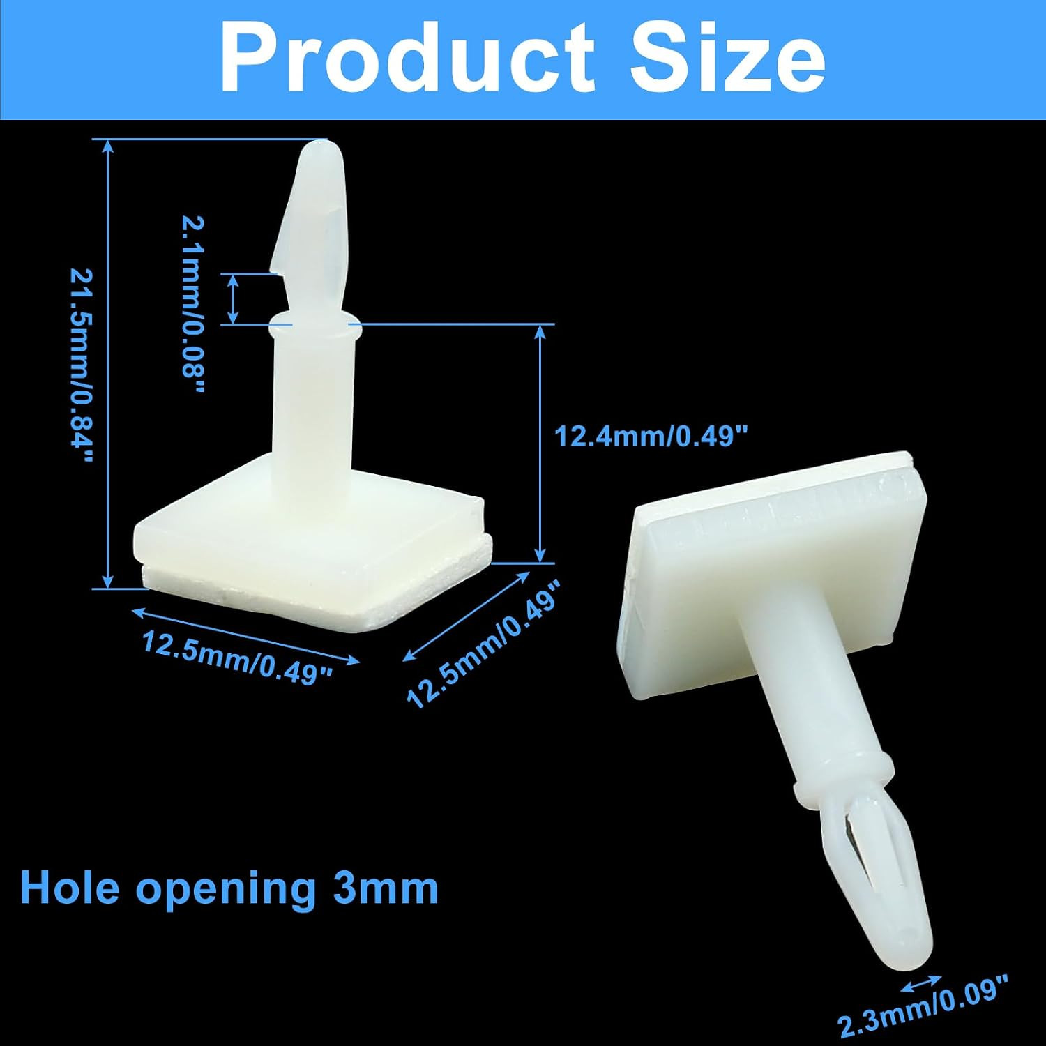 25 Pcs White Sticky PCB Spacers,Nylon Plastic Adhesive Standoffs 12.4mm/0.49″ Su