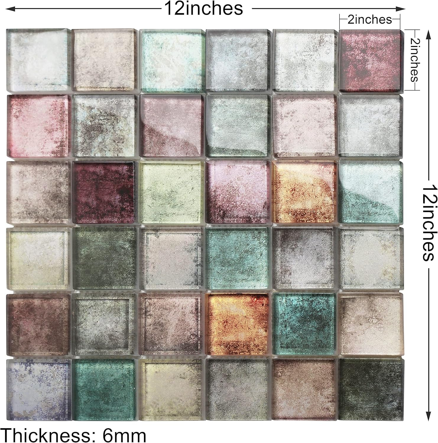 Antique 2″ x 2″ Glazed Red Grey Mosaic Tile Backsplash (Box of 5 Sheets)