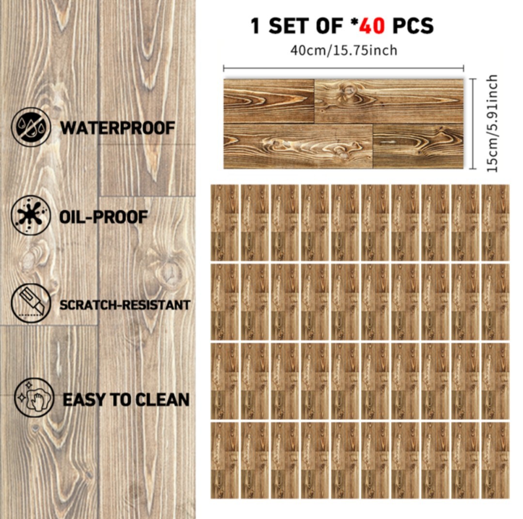 Wood Grain Peel and Stick Floor Stickers, Self-Adhesive Non-Slip Flooring Decal