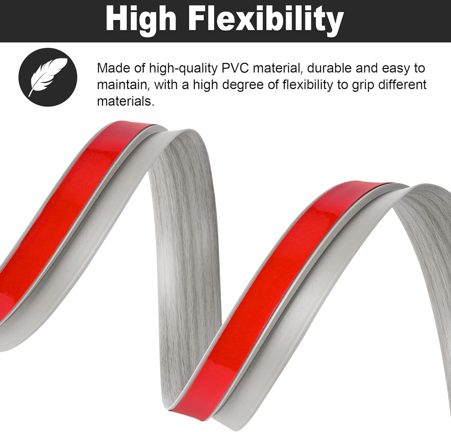 20Ft Carpet Floor Transition Strip, Self Adhesive Floor Edging Trim Strip, PVC T