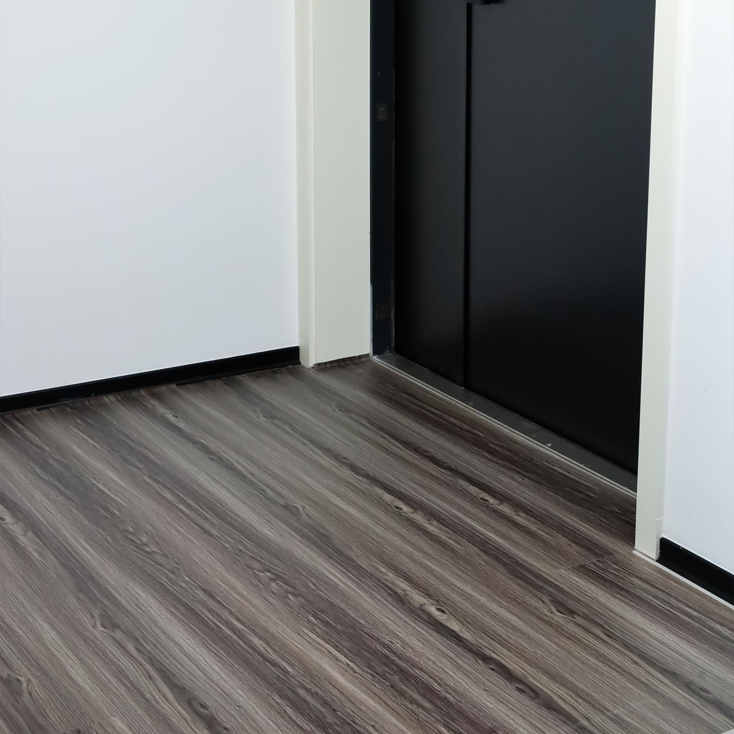 Wood Grain Peel and Stick Floor Tiles, 11.8″ W × 394″ L, Dark Color