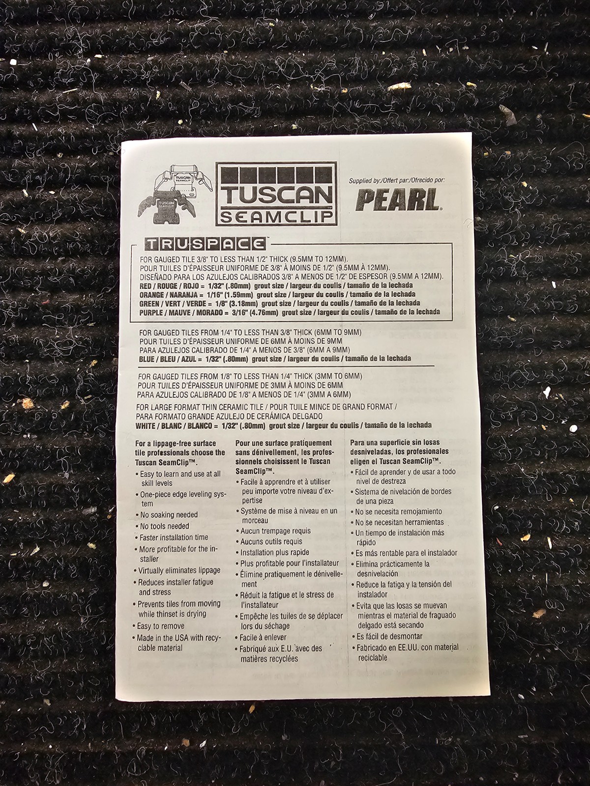 (QTY 150) Pearl Tuscan TSC150116O 1/16 in Tile Leveler/Spacer System – Orange