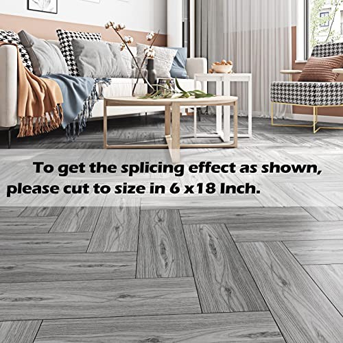6″x36″ Wood Peel and Stick Floor Tile Natural Wood Vinyl Box of 5 Tiles Grey