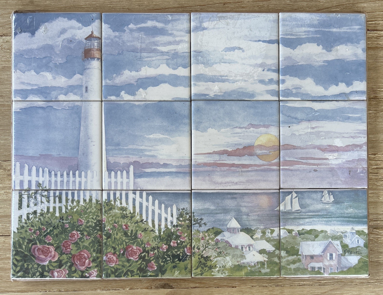 Ceramic Tile Mural Kitchen Backsplash Paul Brent OCEAN VIEW LIGHTHOUSE Pastel