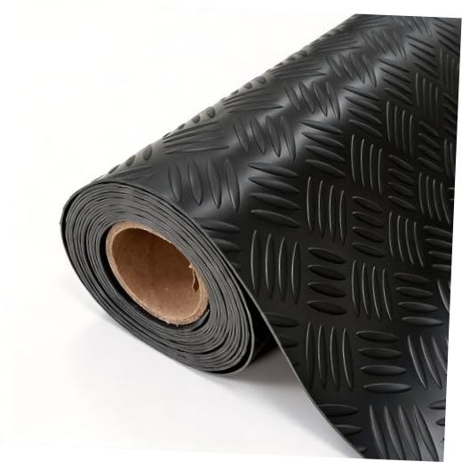 Garage Floor Mat, 2mm Thickened Ribbed PVC 4×10 FT Black(4-Tier Diamond)
