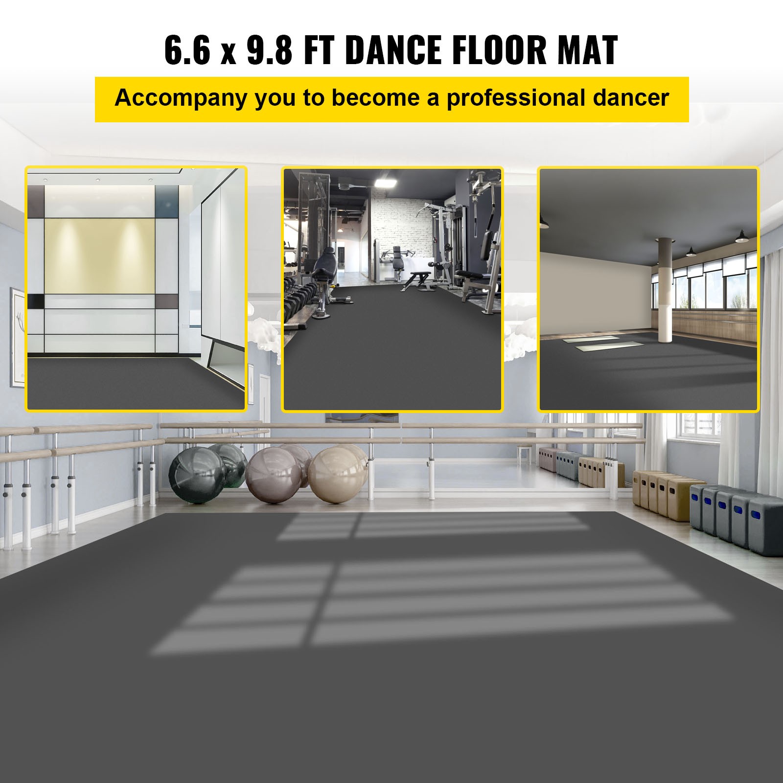 VEVOR DanceKit Floor Dance Floor Roll 6.6 x 9.8 ft Non-Slide PVC for Ballet