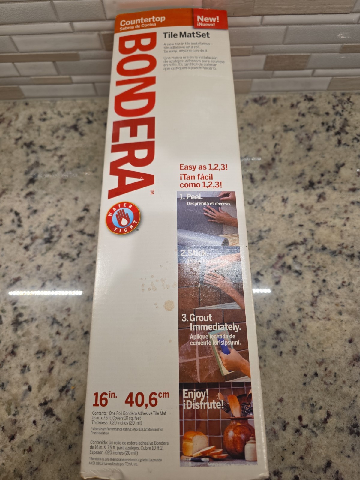 Grace Bondera Adhesive Tile MatSet 16” x 7.5’’ NEW ( 10sqft) Countertop