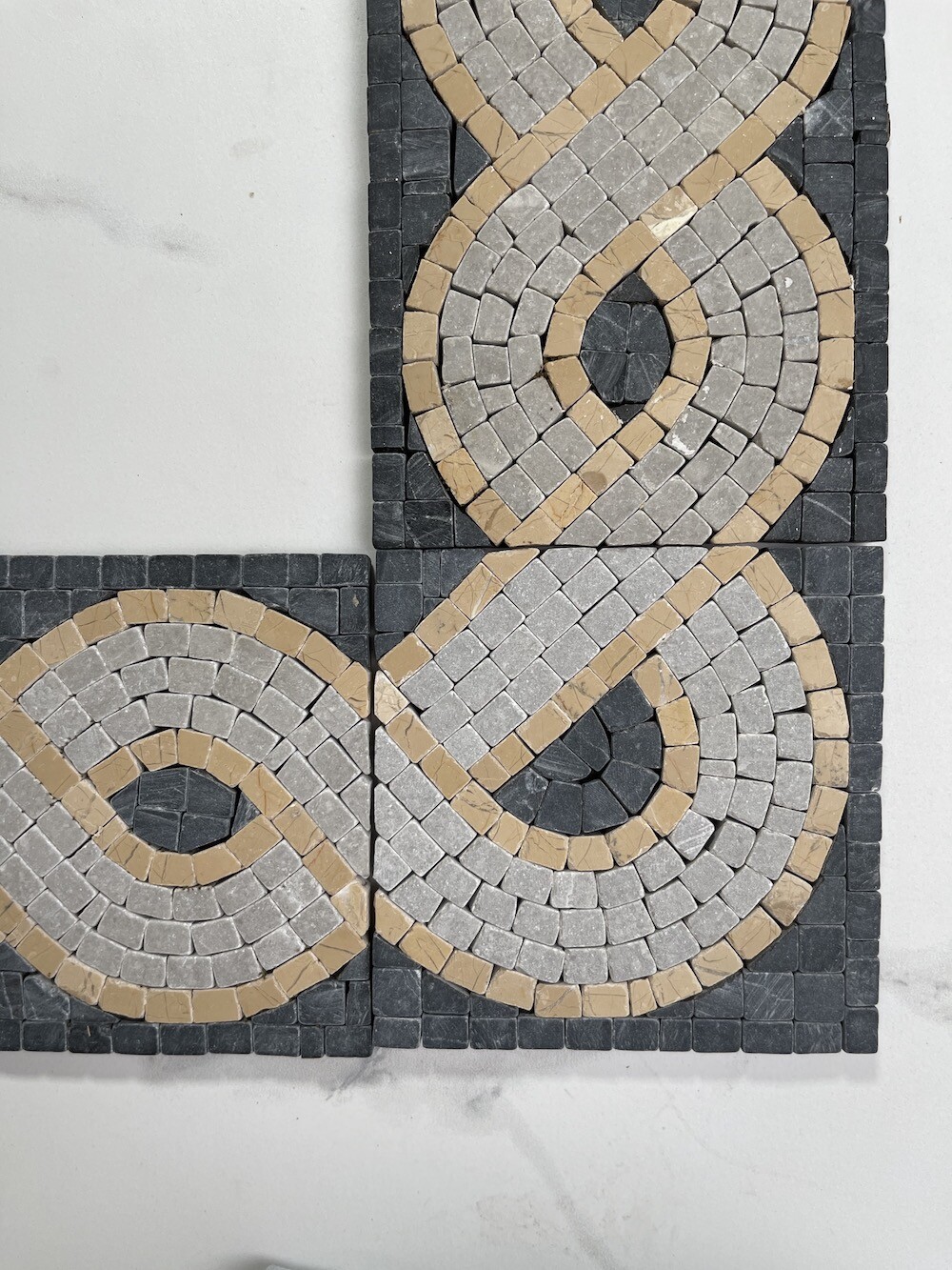 B4668CT Marble Mosaic Border Deco Accent Insert Tile Wave Nero 4×4 Tumbled