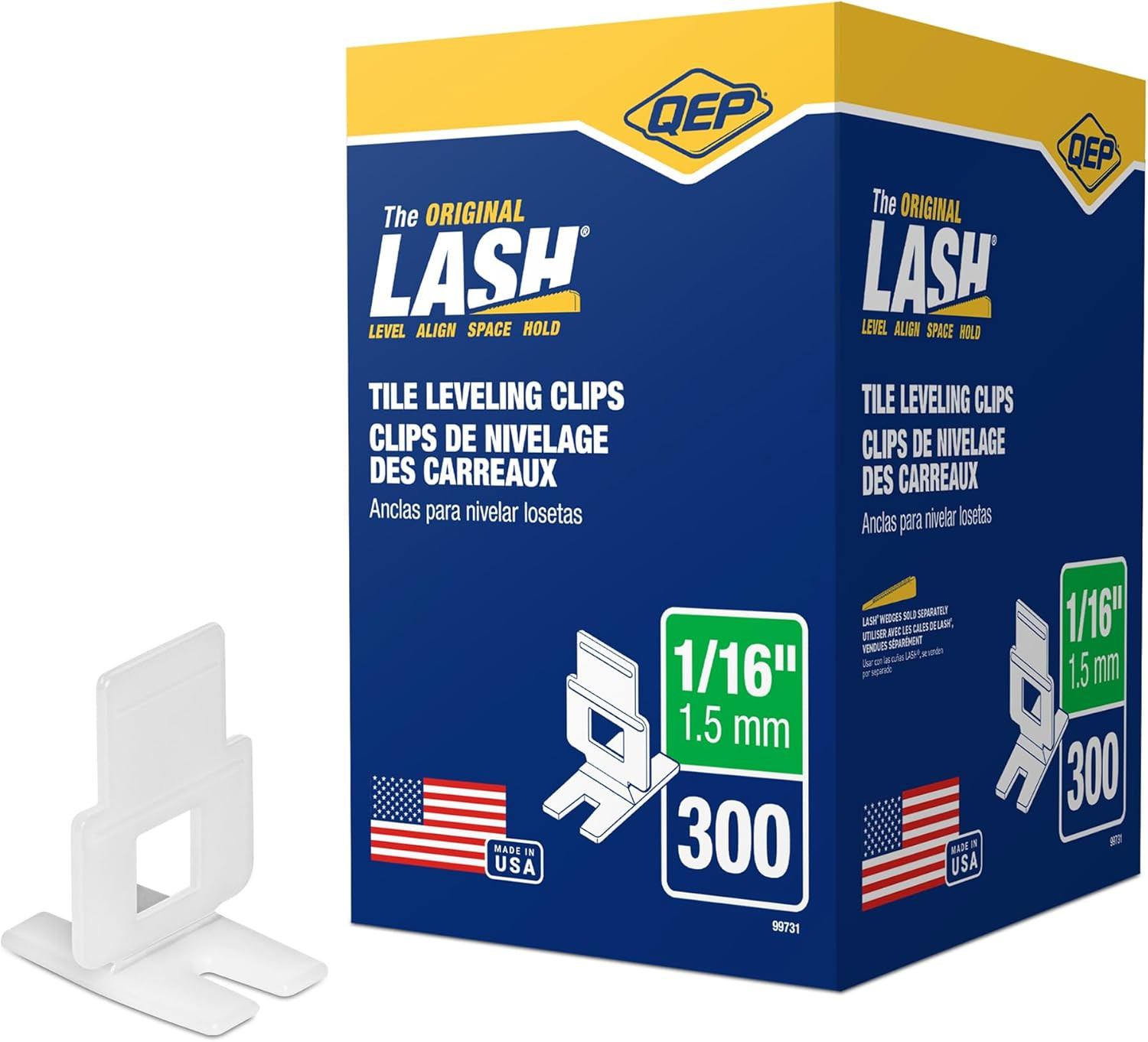 LASH Tile Leveling System, Part A, Clips for 1/16″ Grout (300 Pack), White