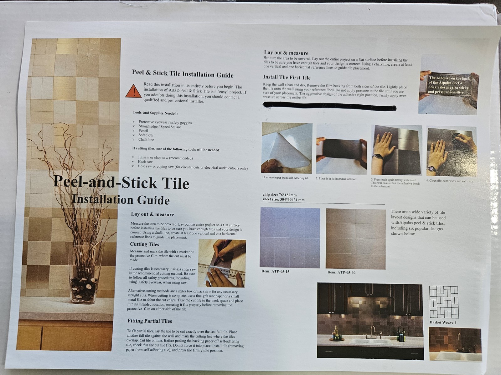 10-Pack Peel and Stick Stainless Metal Backsplash Tile Bath Kitchen Mosaic