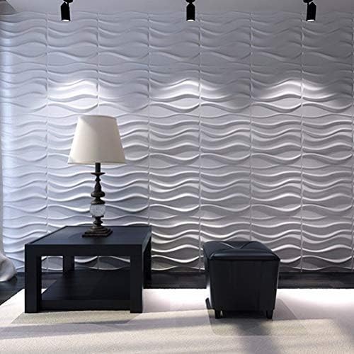 12 PACK Art3d Decorative 3d Wall Panels Wavy White 19.7″ x 19.7″ Plant Based